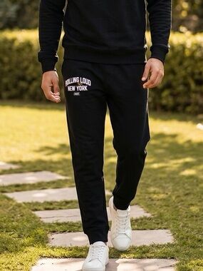 NWOT Rolling Loud x Felt Merch Collegiate Black Joggers - New York - Size Medium